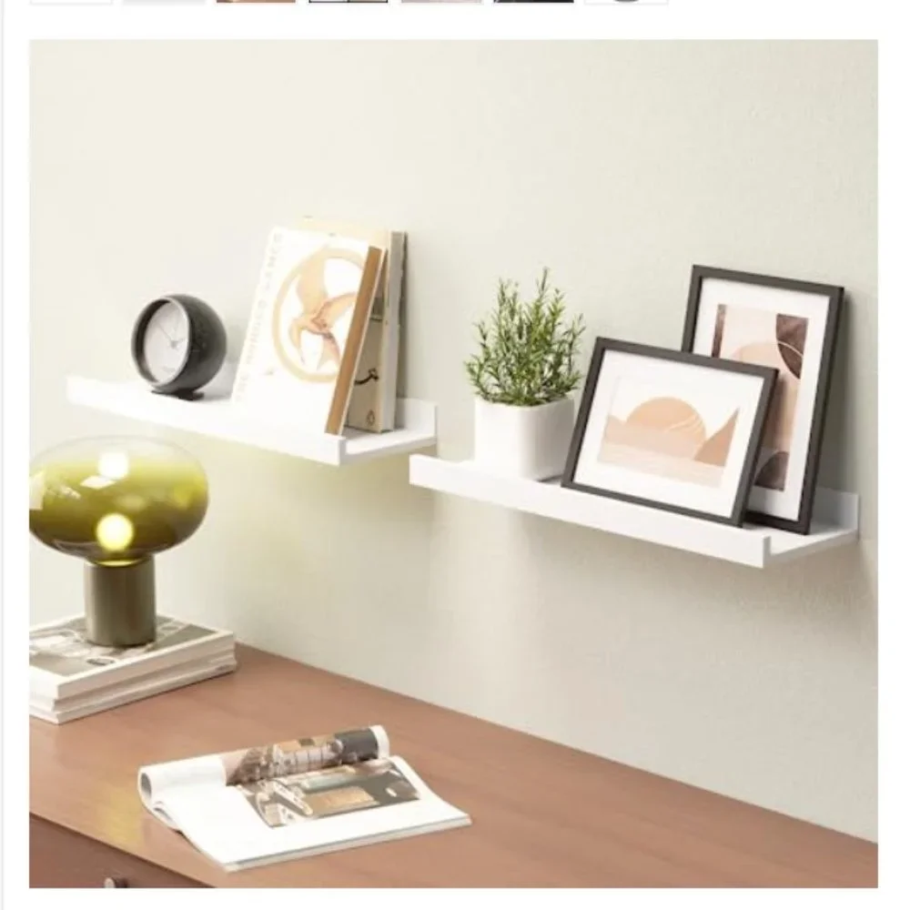 Boswillon Floating Shelves Wall Mounted Set of 2, White, 15.7 in